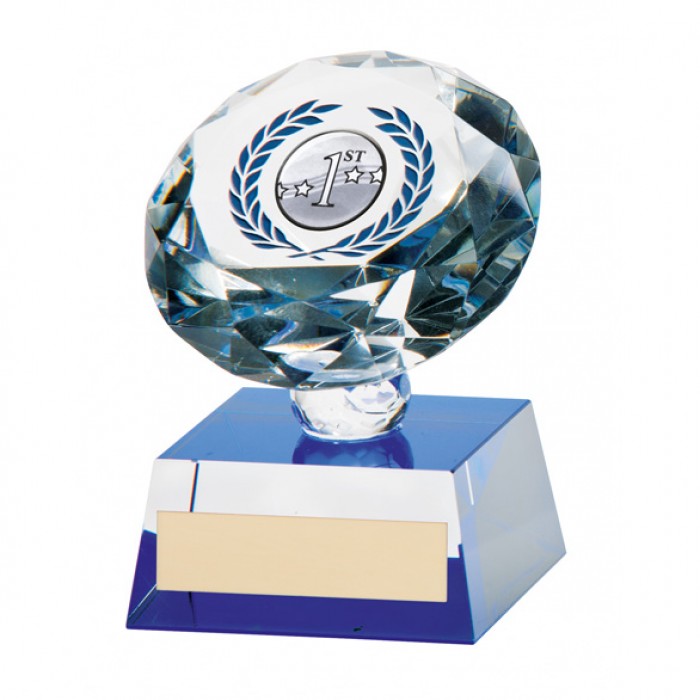 SOLITAIRE FOOTBALL CRYSTAL TROPHY -  2 SIZES - 10CM & 11CM